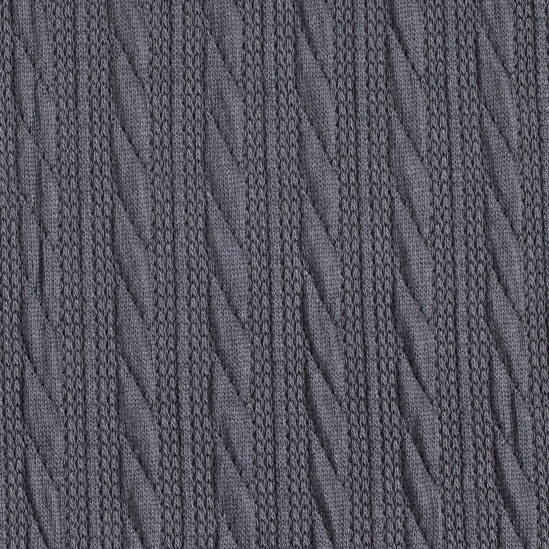 Tricot Cloqué Kabelsteekpatroon – nachtblauw, image number 1