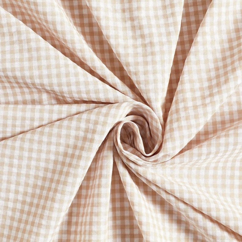 <h2>Seersucker met Kleine Ruit, Beige &ndash; Anemone/Wit &ndash; Karakteristieke Structuur en Verfijnd,  image number 3