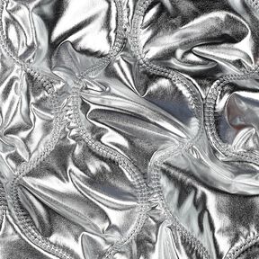 Doorgestikte stof Slingerende lijnen – zilver metallic, 