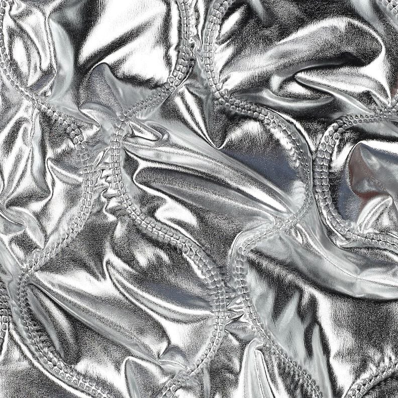 Doorgestikte stof Slingerende lijnen – zilver metallic,  image number 2