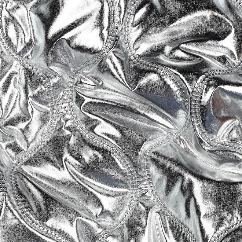 Doorgestikte stof Slingerende lijnen – zilver metallic, image number 2