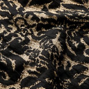 Jacquard jersey ornamenten – goud metallic/zwart, 