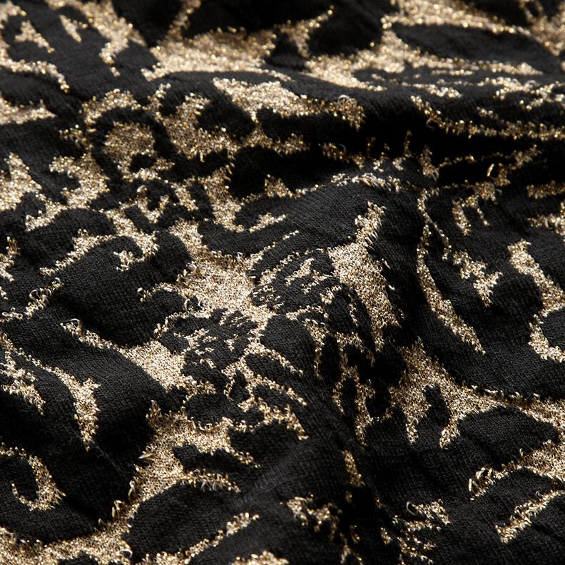 Jacquard jersey ornamenten – goud metallic/zwart,  image number 2