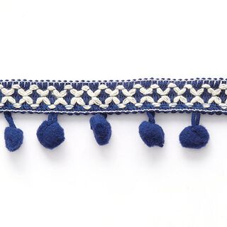Pomponboord kruis [ 15 mm ] – marineblauw/ecru, 