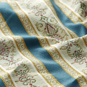 Meubelstof jacquard Biedermeier strepen – creme/blauw, 