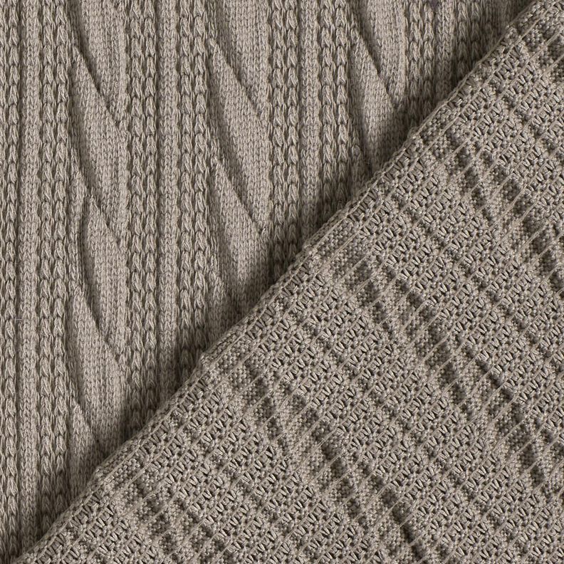 Tricot Cloqué Kabelsteekpatroon – zijdegrijs, image number 4