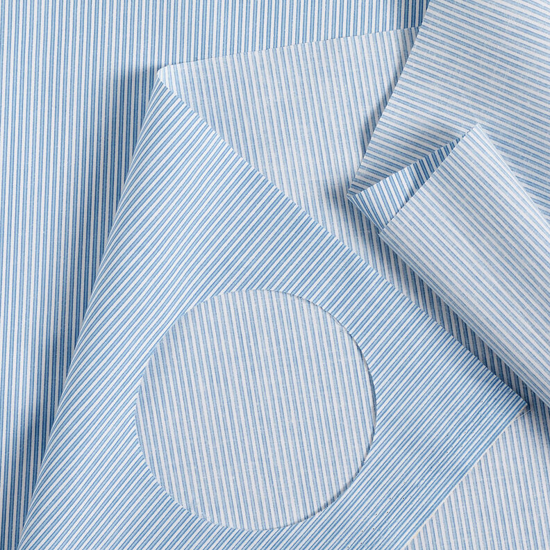 Overhemdstof stretch smalle strepen – wit/lichtblauw,  image number 6