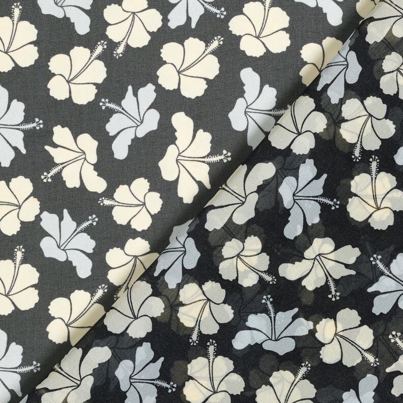 Chiffon hibiscusbloemen – zwart/wit, image number 4