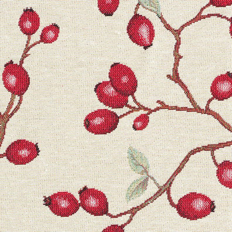 Decostof Gobelin Rozenbottels – lichtbeige/rood,  image number 9