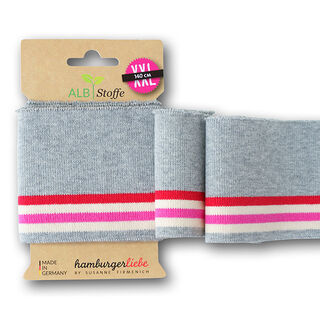 GOTS Boordstof CUFF ME COLLEGE [ 140 cm | 7,5 cm ] | Albstoffe – grijs/signaalrood, 