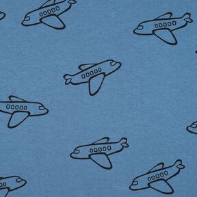 Sweatshirt geruwd Vliegtuigen | Poppy Fabrics – jeansblauw, 