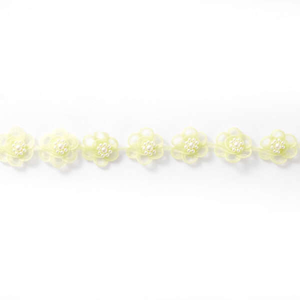 Organza band bloemen [25 mm] – pastelgroen,  image number 2