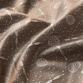 Voeringstof Jacquard Dartborden en pijlen – grijs/goud, 