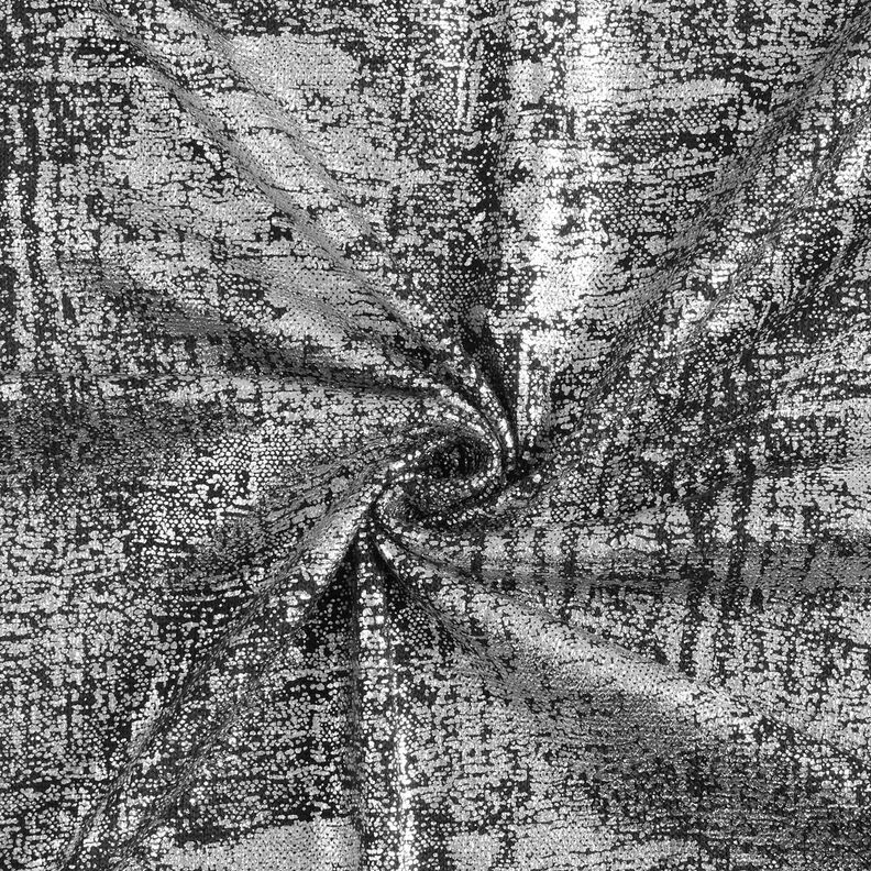 Breistof metallic print abstract – zilver metallic/zwart | Stofrestant 70cm,  image number 4