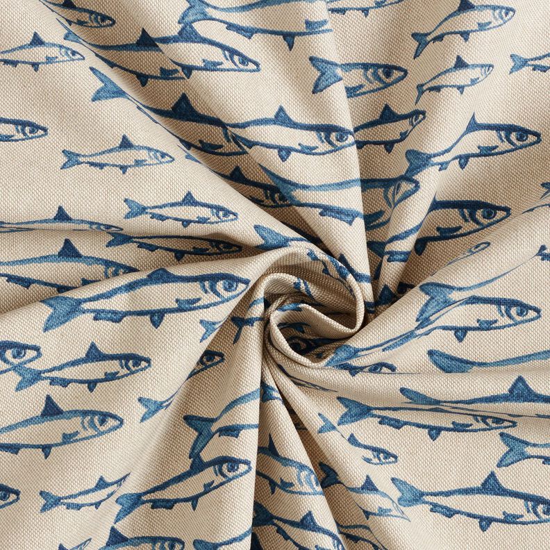 Decostof Half panama School vissen – natuur/marineblauw,  image number 3