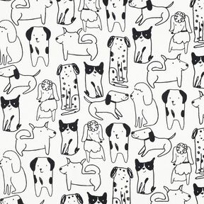 Katoenflanel Honden | Poppy Fabrics – wit/zwart, 