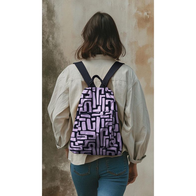 Gecoate katoen abstract – pastelviolet/nachtblauw,  image number 5