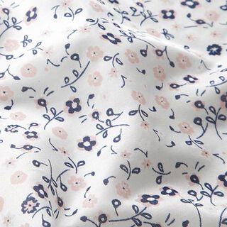 Zijde-viscose-satijn kleine bloemen – wit, 