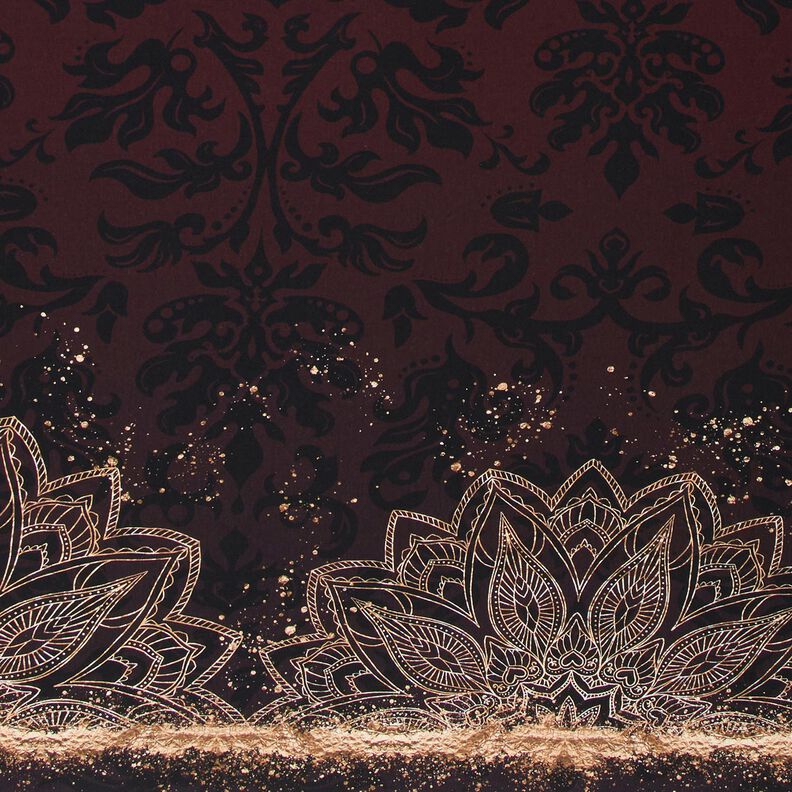KatoenjerseyBorduurstof Mandala met gouden spikkels | Glitzerpüppi – zwartbruin/goud, image number 1