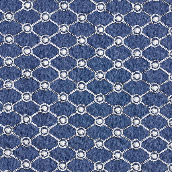 Chambray geborduurde diamanten – jeansblauw, image number 1