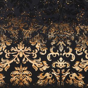 French Terry sommersweat Stof voor rand gouden ornamenten | Glitzerpüppi – zwart/oud goud, 