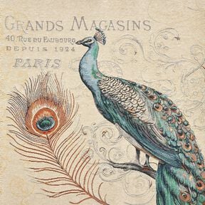 Decopaneel Gobelin Pauw &ndash; lichtbeige/blauw, 