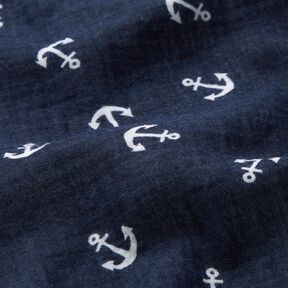 Mousseline/dubbel gehaakte stoffen Anker – marineblauw/wit, 
