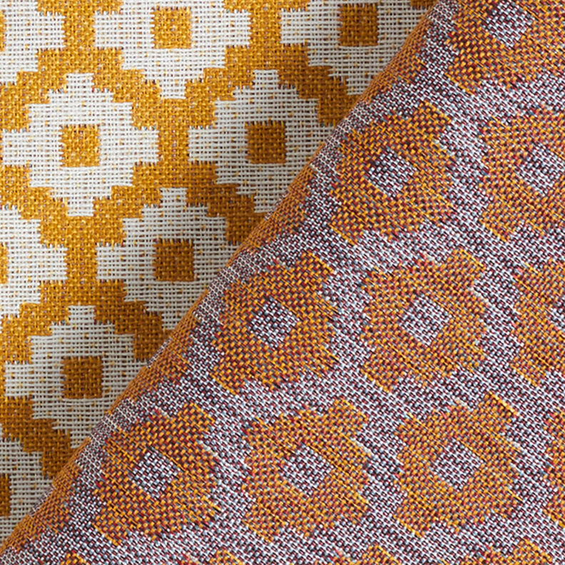 Outdoorstof jacquard Ruiten – mosterd,  image number 4