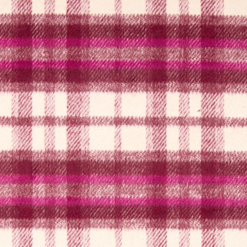 Mantelstof Wolmix Opgeruwd – bordeauxrood/purper, image number 2