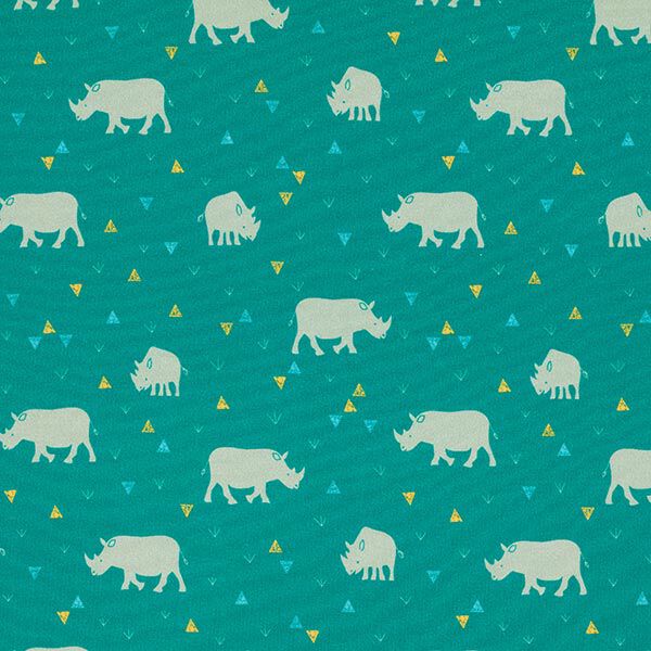 GOTS Katoenjersey Neushoorn | Tula Kids – petroleum, image number 1