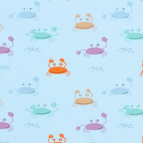 Katoenjersey zoete krabben – babyblauw, 