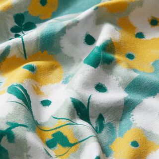 GOTS katoenjersey vogels & bloemen | Tula B-waren – pastelgroen, 