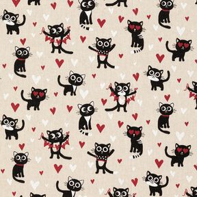 Decostof Half panama verliefde katten – natuur/rood, 
