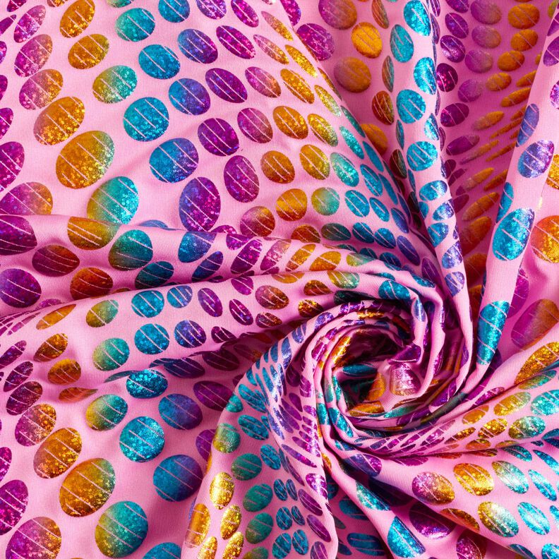 Foliejersey regenboogstippen – roze,  image number 3