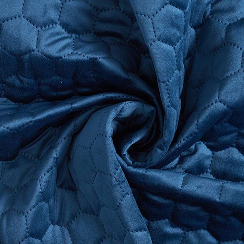 Bekledingsstof doorgestikte fluwelen honingraten – marineblauw,  image number 3