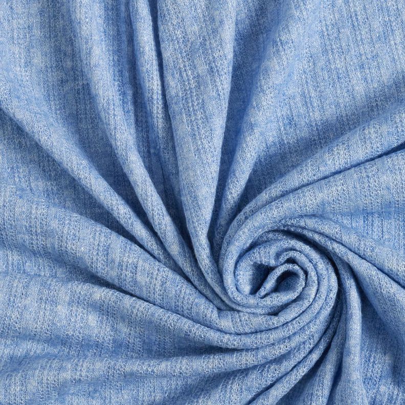 Gebreide stof met kabelpatroon gemêleerd – licht jeansblauw,  image number 3
