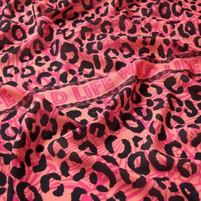 Viscose Voile Leeuw en bloemenrandontwerp Panel – pink/oranje, 