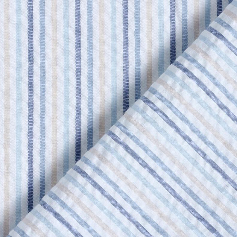 Seersucker Katoen Strepenmix – blauw/wit, image number 4