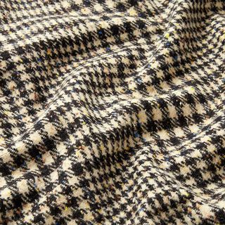 Opgeruwde wolmix pied-de-poule & gekleurde spikkels – zwart/lichtbeige, 