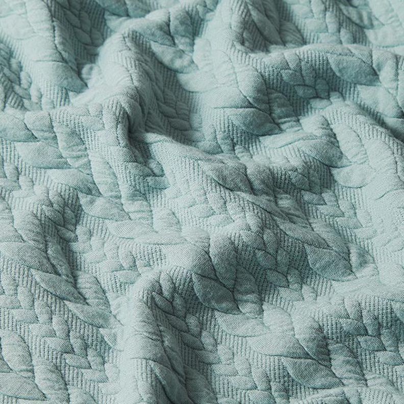 Jerseyjacquard cloqué kabelsteekpatroon – mint,  image number 2