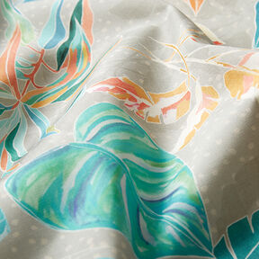 Outdoorstof Canvas tropische bladeren – koraal, 