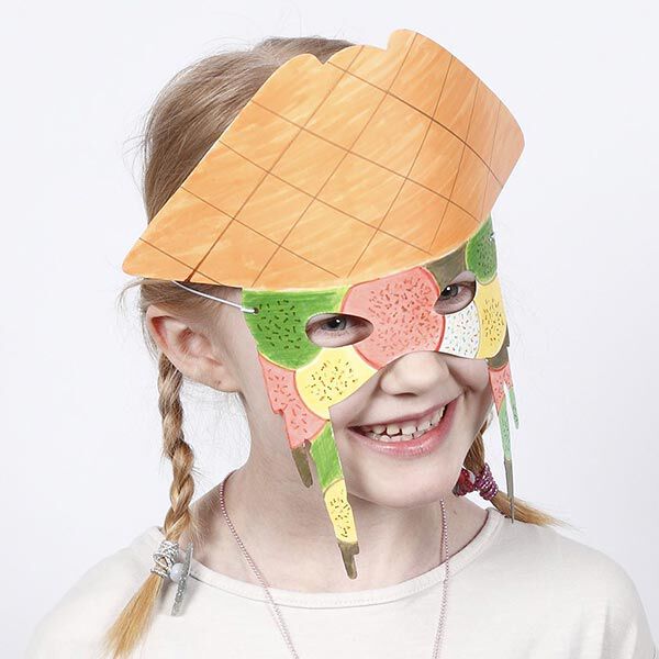 Kidsbox kartonnen masker met kleurrijke beschildering,  image number 1