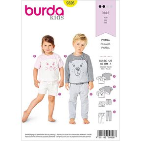 Kinderpyjama, Burda 9326 | 86 - 122, 