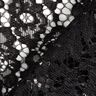 Kanten stof met golvende rand met bloesems aan beide zijden – zwart,  thumbnail number 5