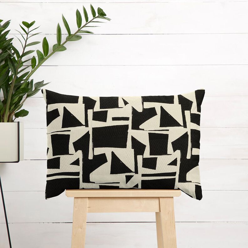 Decostof Jacquard abstracte structuur – zwart/ecru,  image number 7