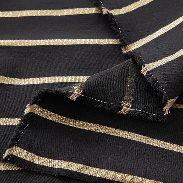 Katoenen stretch glitterstrepen – zwart/goud, image number 3