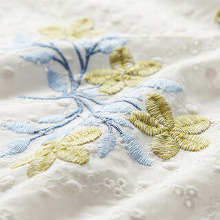 Katoenen stof los borduursel bloemen – wit/blauw, 