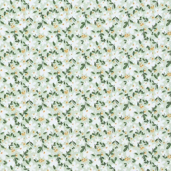 Biologisch katoenpopeline delicate bloemen – licht mint, image number 1
