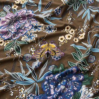 Viscosejersey bloemenboeket – bruin, 