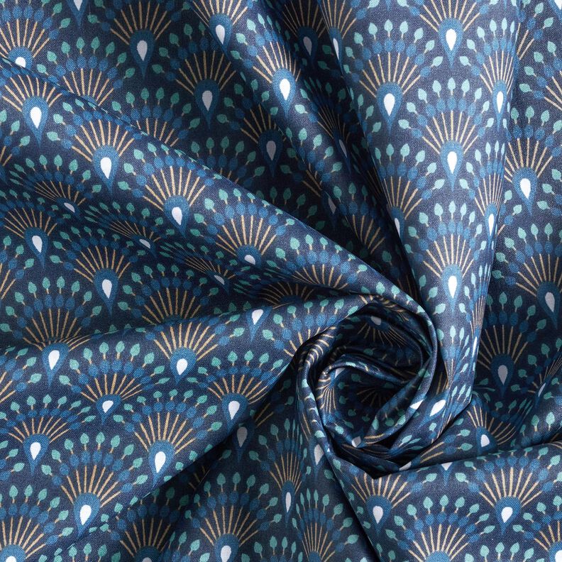 Gecoate katoen Vakken pauw-look – blauw,  image number 4